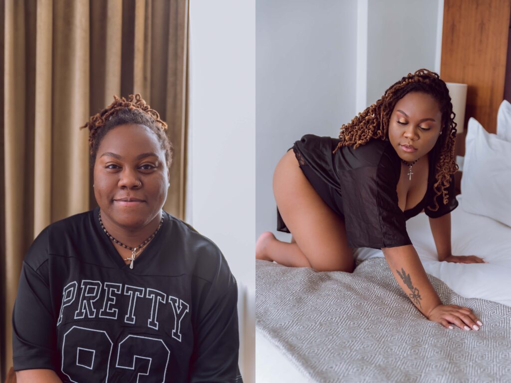 black woman boudoir photo shoot
